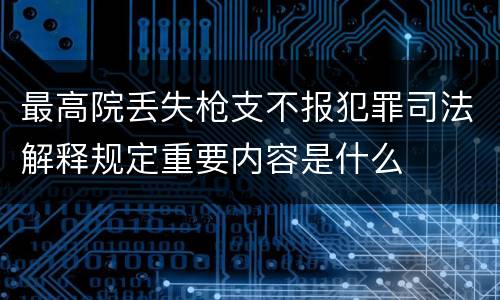 最高院丢失枪支不报犯罪司法解释规定重要内容是什么