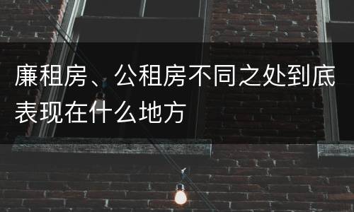 廉租房、公租房不同之处到底表现在什么地方