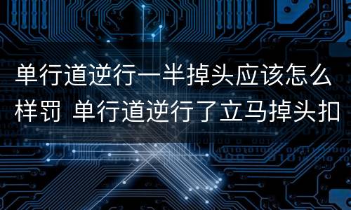单行道逆行一半掉头应该怎么样罚 单行道逆行了立马掉头扣几分