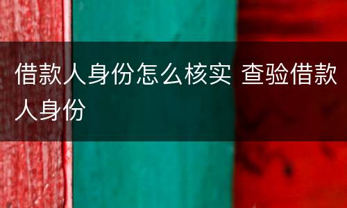 借款人身份怎么核实 查验借款人身份