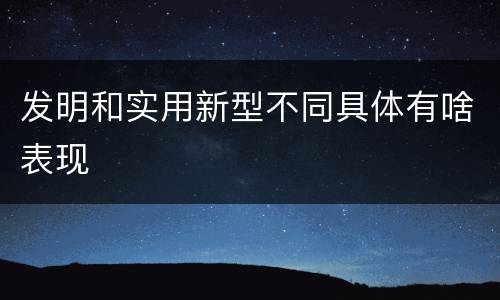 发明和实用新型不同具体有啥表现