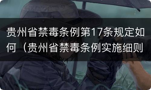 贵州省禁毒条例第17条规定如何（贵州省禁毒条例实施细则第三十一条）