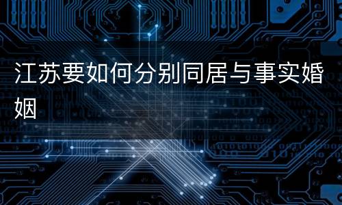 江苏要如何分别同居与事实婚姻