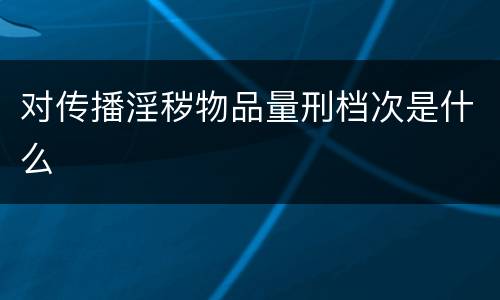 对传播淫秽物品量刑档次是什么
