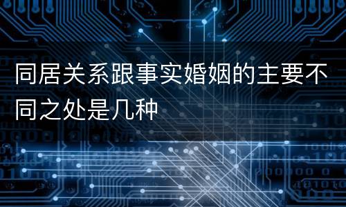 同居关系跟事实婚姻的主要不同之处是几种