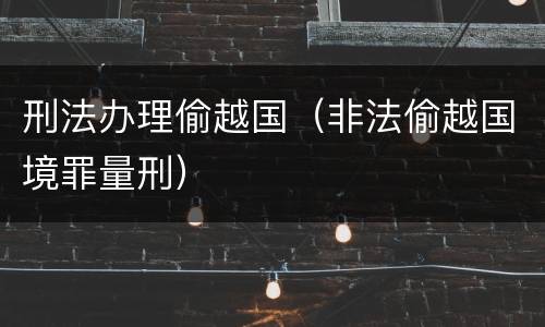 刑法办理偷越国（非法偷越国境罪量刑）
