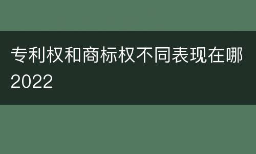 专利权和商标权不同表现在哪2022