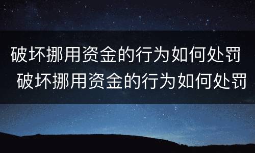 破坏挪用资金的行为如何处罚 破坏挪用资金的行为如何处罚他