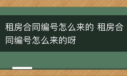 租房合同编号怎么来的 租房合同编号怎么来的呀