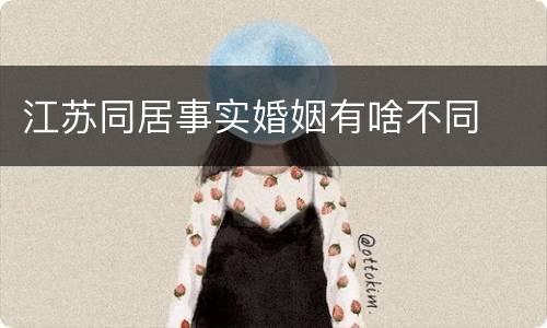 江苏同居事实婚姻有啥不同