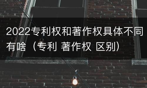 2022专利权和著作权具体不同有啥（专利 著作权 区别）