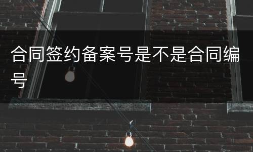 合同签约备案号是不是合同编号