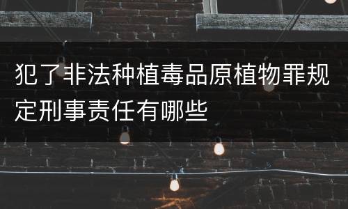 犯了非法种植毒品原植物罪规定刑事责任有哪些
