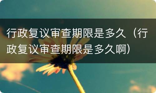 行政复议审查期限是多久（行政复议审查期限是多久啊）