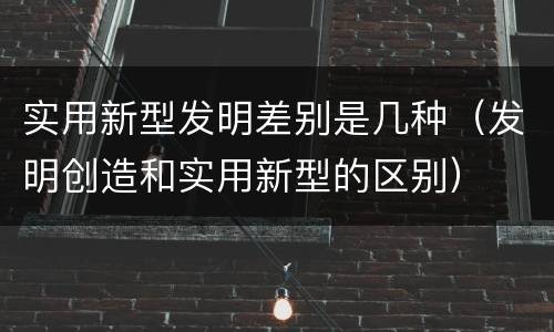 实用新型发明差别是几种（发明创造和实用新型的区别）