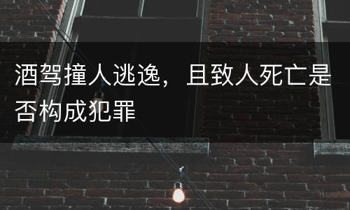 酒驾撞人逃逸，且致人死亡是否构成犯罪