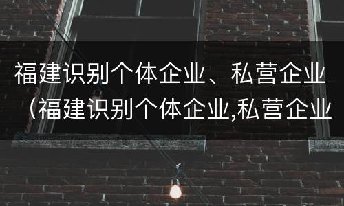 福建识别个体企业、私营企业（福建识别个体企业,私营企业名录）