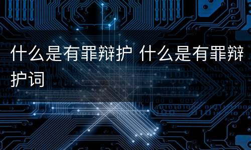 什么是有罪辩护 什么是有罪辩护词