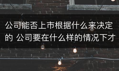 公司能否上市根据什么来决定的 公司要在什么样的情况下才能上市