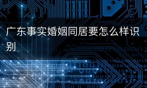 广东事实婚姻同居要怎么样识别