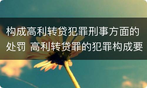 构成高利转贷犯罪刑事方面的处罚 高利转贷罪的犯罪构成要件