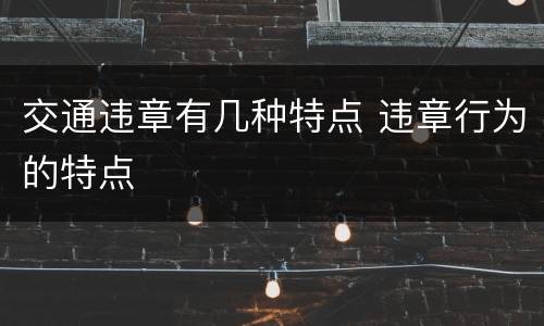 交通违章有几种特点 违章行为的特点