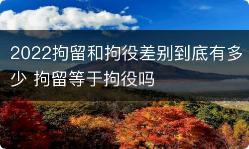 2022拘留和拘役差别到底有多少 拘留等于拘役吗