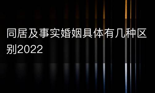同居及事实婚姻具体有几种区别2022