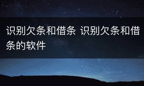 识别欠条和借条 识别欠条和借条的软件