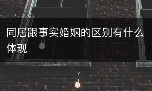 同居跟事实婚姻的区别有什么体现