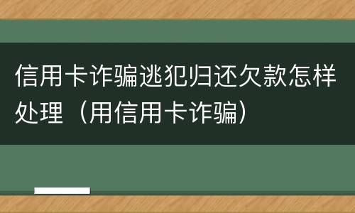 信用卡诈骗逃犯归还欠款怎样处理（用信用卡诈骗）