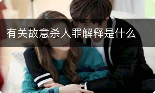 有关故意杀人罪解释是什么