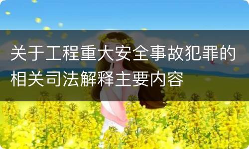 关于工程重大安全事故犯罪的相关司法解释主要内容