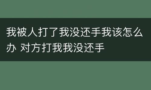 我被人打了我没还手我该怎么办 对方打我我没还手