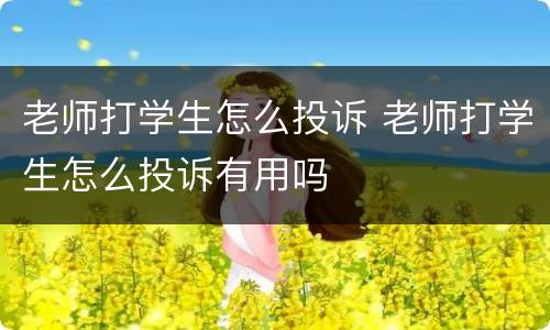 老师打学生怎么投诉 老师打学生怎么投诉有用吗
