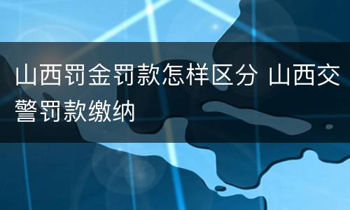 山西罚金罚款怎样区分 山西交警罚款缴纳
