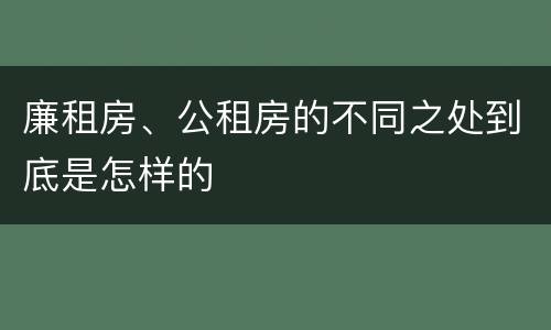 廉租房、公租房的不同之处到底是怎样的