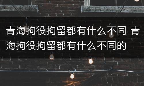 青海拘役拘留都有什么不同 青海拘役拘留都有什么不同的