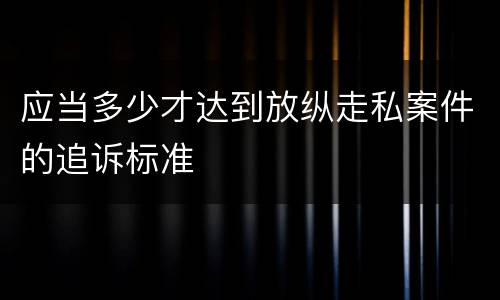 应当多少才达到放纵走私案件的追诉标准