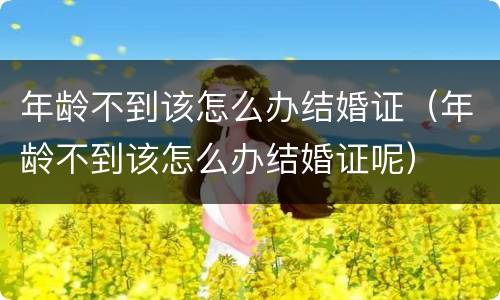 年龄不到该怎么办结婚证（年龄不到该怎么办结婚证呢）