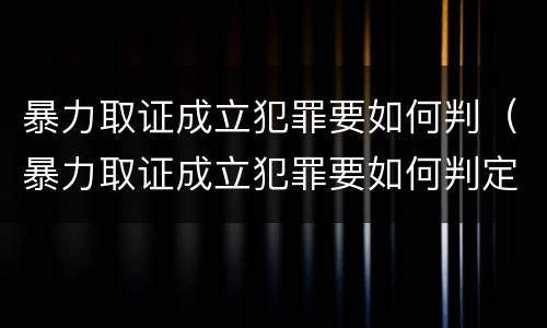 暴力取证成立犯罪要如何判（暴力取证成立犯罪要如何判定）