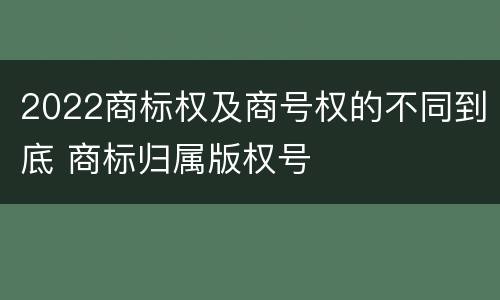 2022商标权及商号权的不同到底 商标归属版权号
