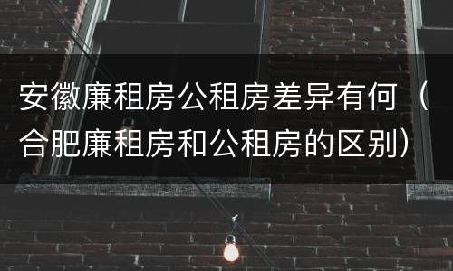 安徽廉租房公租房差异有何（合肥廉租房和公租房的区别）