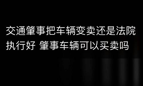 交通肇事把车辆变卖还是法院执行好 肇事车辆可以买卖吗