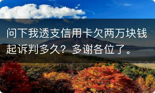 问下我透支信用卡欠两万块钱起诉判多久？多谢各位了。