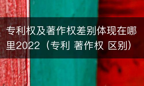 专利权及著作权差别体现在哪里2022（专利 著作权 区别）