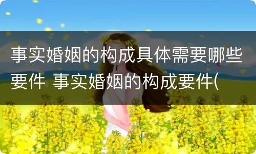 事实婚姻的构成具体需要哪些要件 事实婚姻的构成要件(