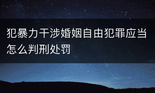 犯暴力干涉婚姻自由犯罪应当怎么判刑处罚