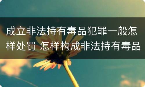成立非法持有毒品犯罪一般怎样处罚 怎样构成非法持有毒品罪