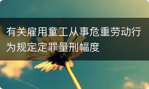有关雇用童工从事危重劳动行为规定定罪量刑幅度